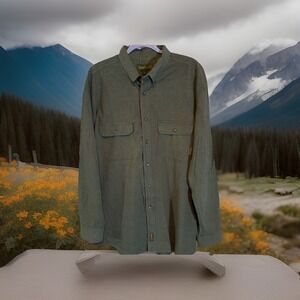 Timberland Men's Green Button-Down Shirt – Long Sleeve Outdoor Workwear, Size L